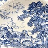 5 vintage Gien earthenware plates from France, mismatched, vintage blue pattern