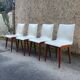 Lot de 4 chaises en simili cuir des années 1950