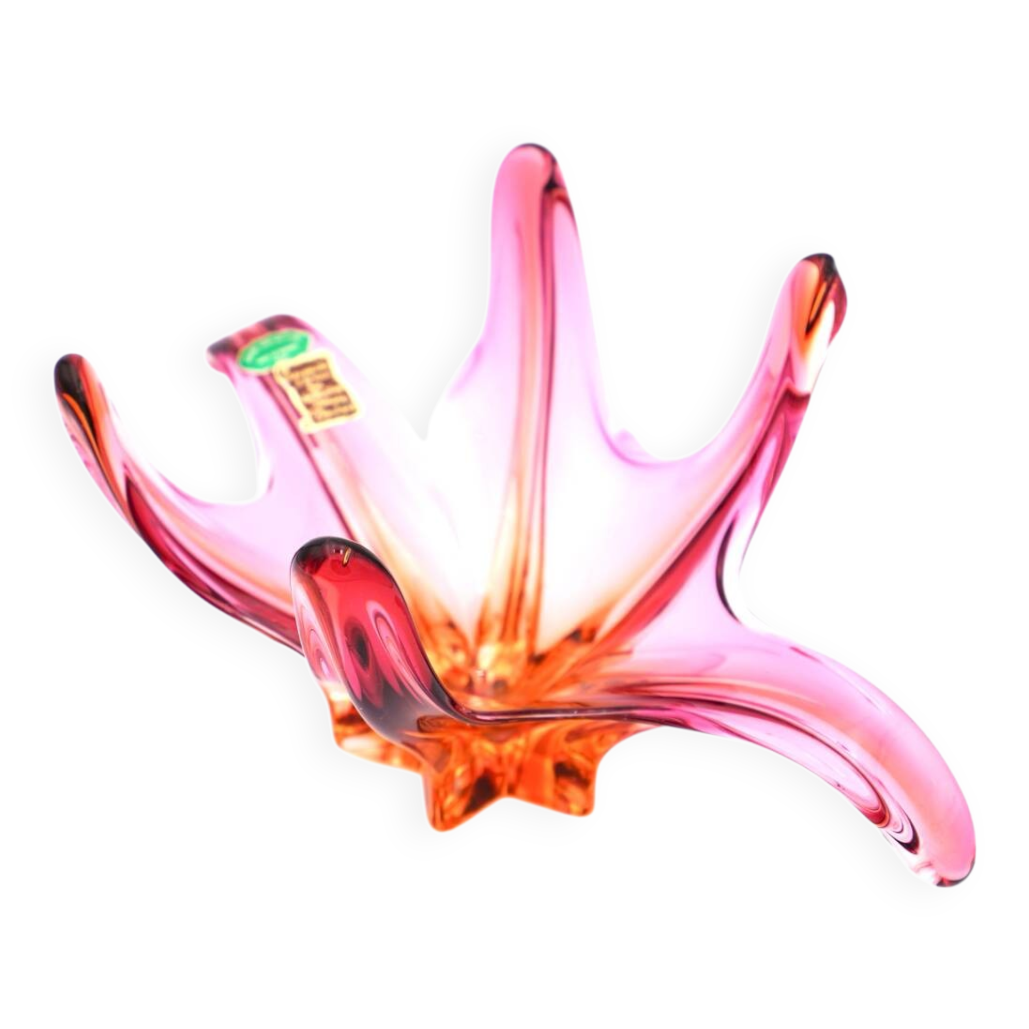 "Starfish" bowl by Murano – Fuchsia Pink & Amber – Circa 1960