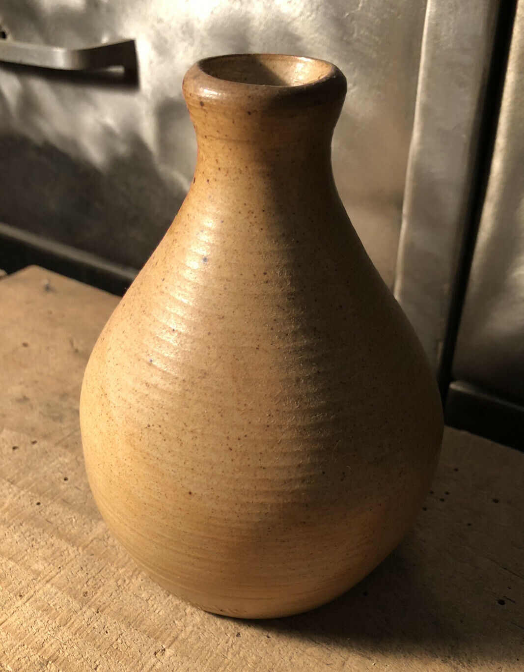 Soliflore vase in ceramic salt sandstone signed JC Courjault 70s