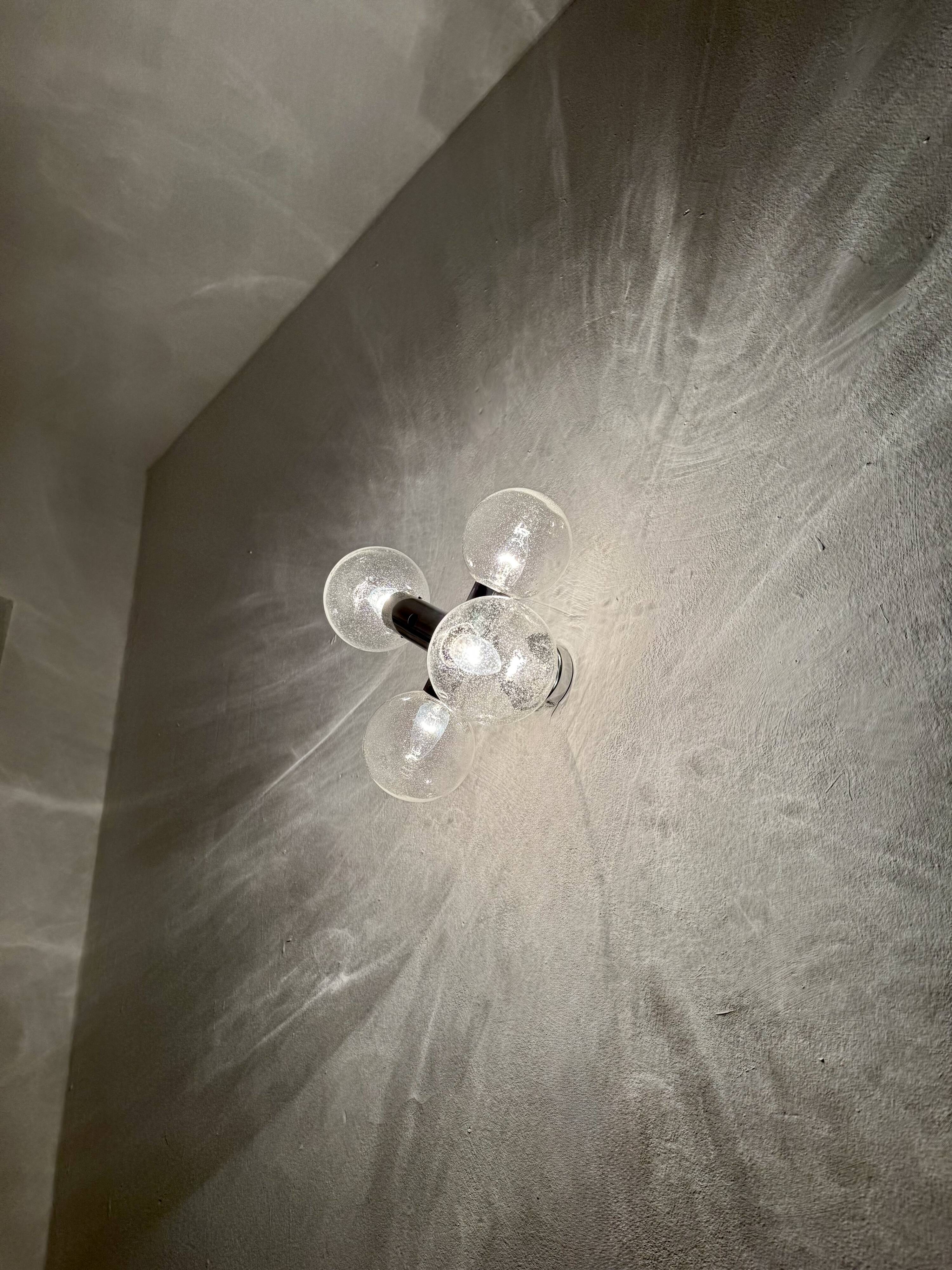 Amazing 1970s Modernist Space Age Bubble Glass Ceiling Lamp by J.T. Kalmar