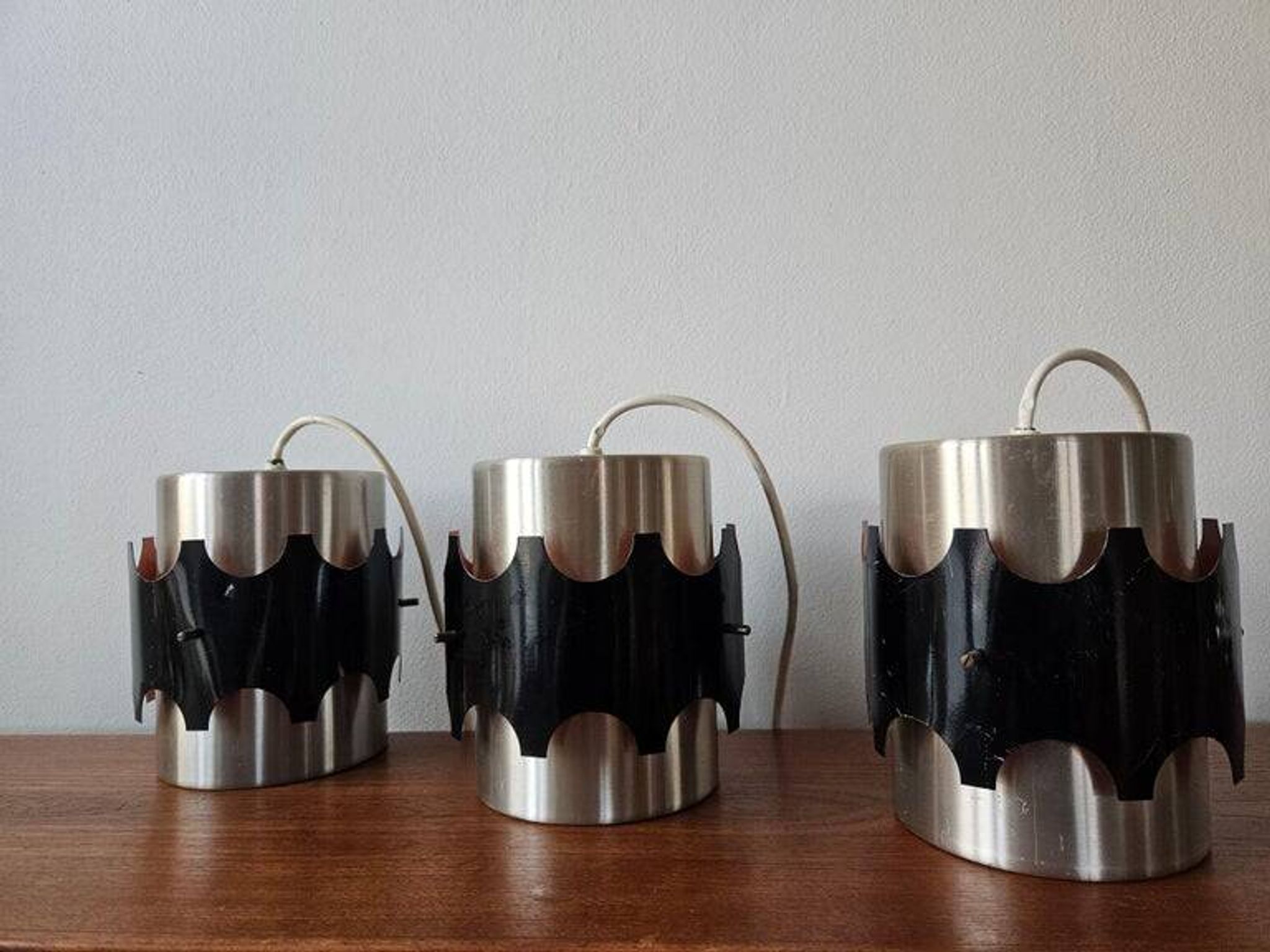 3 suspensions dans le style de Jo Hammerborg, Danemark années 1970