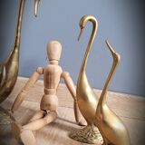Trio of brass geese