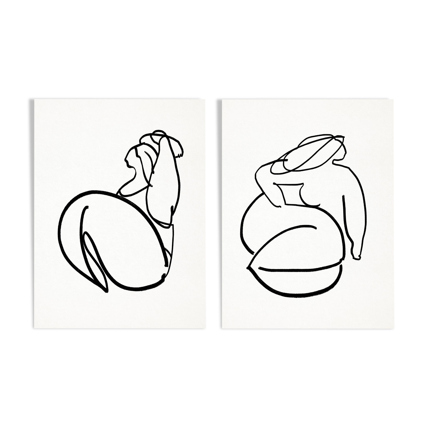 Pair of prints, female drawing wall art set of two, 50x70cm