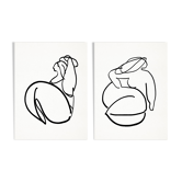 Pair of prints, female drawing wall art set of two, 50x70cm