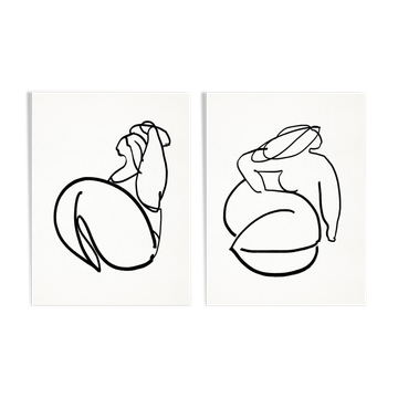 Pair of prints, female drawing wall art set of two, 50x70cm
