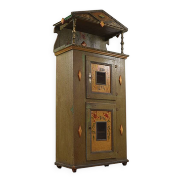 Antique Painted Folk Art Cupboard