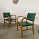 2 armchairs bridge vintage year 50 wood and vinyl
