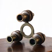Tripod candle holder in wood and brass, Germany, 1960s/70s