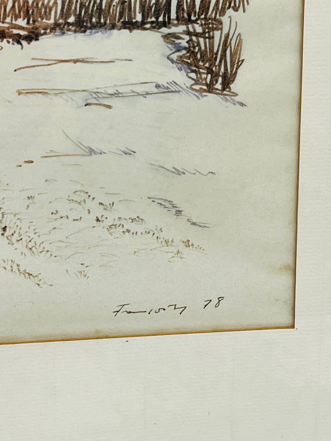 Still life in felt pen signed