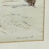 Still life in felt pen signed