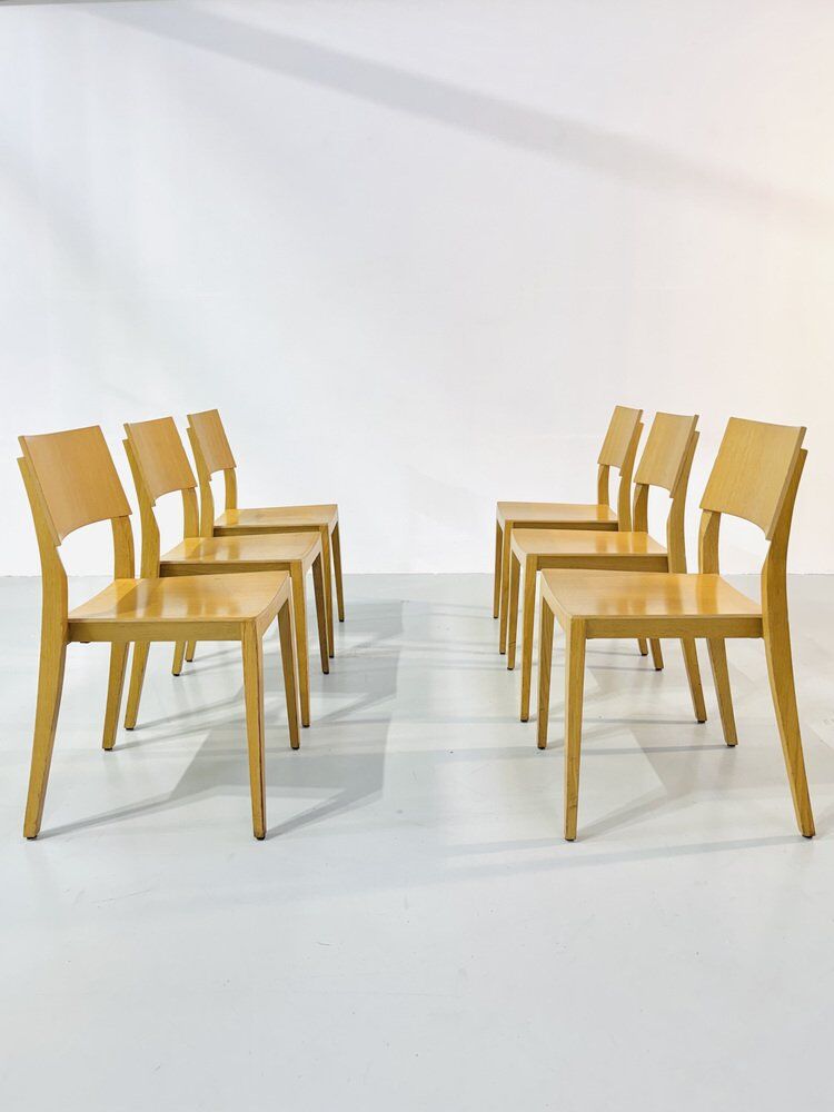 Danish beech dining chairs, 1980s, set of 6