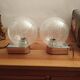 Pair of vintage globe wall lights with bubbled glass by INDA design Space Age