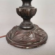 Large wooden table lamp with Glass lampshade