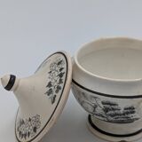 White sugar bowl with horse motif, with 2 small handles