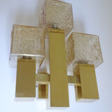 Wall lamp vintage kalmar austria, brass & glass, 70s