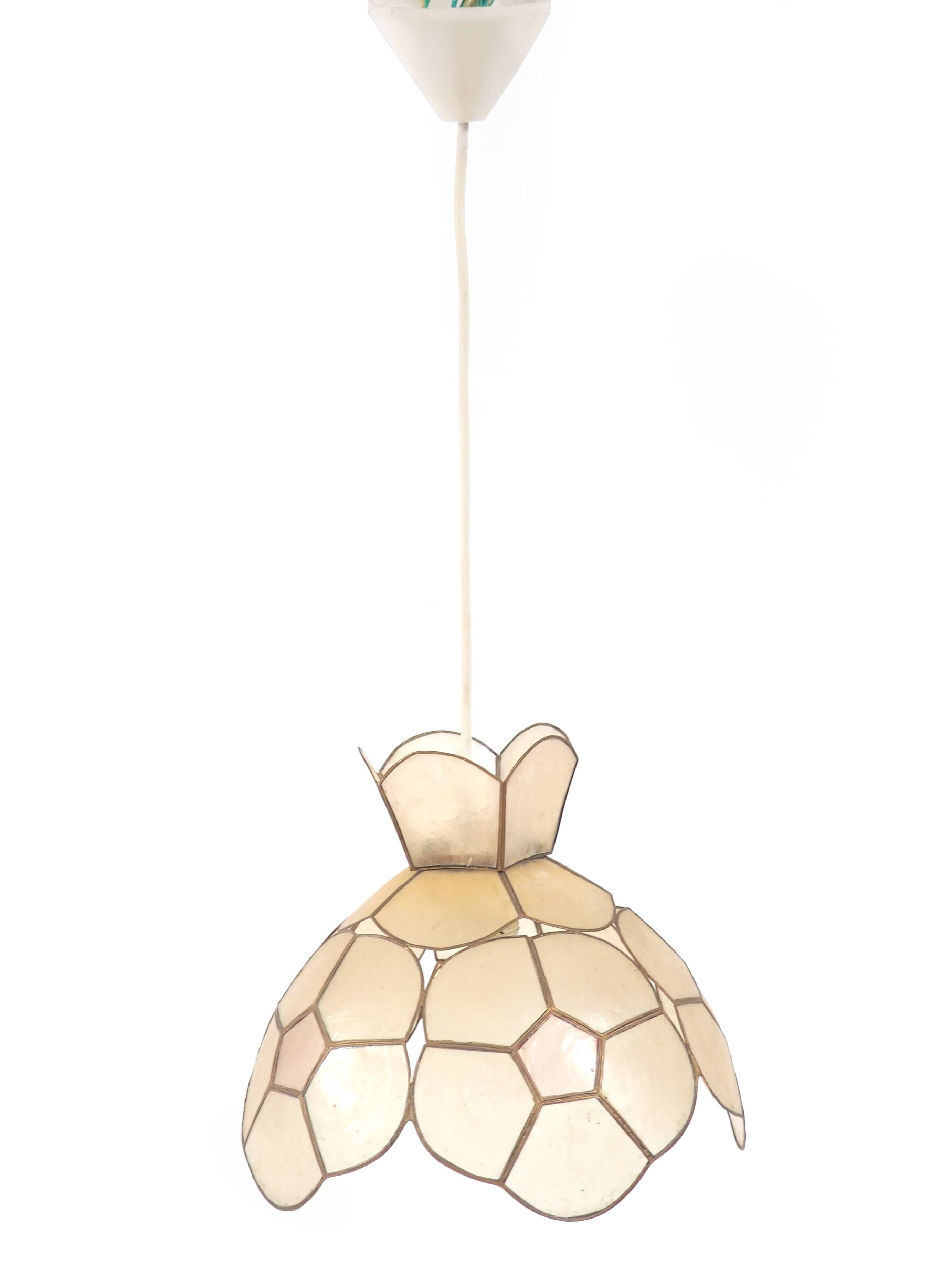 1980s mother-of-pearl mica pendant light