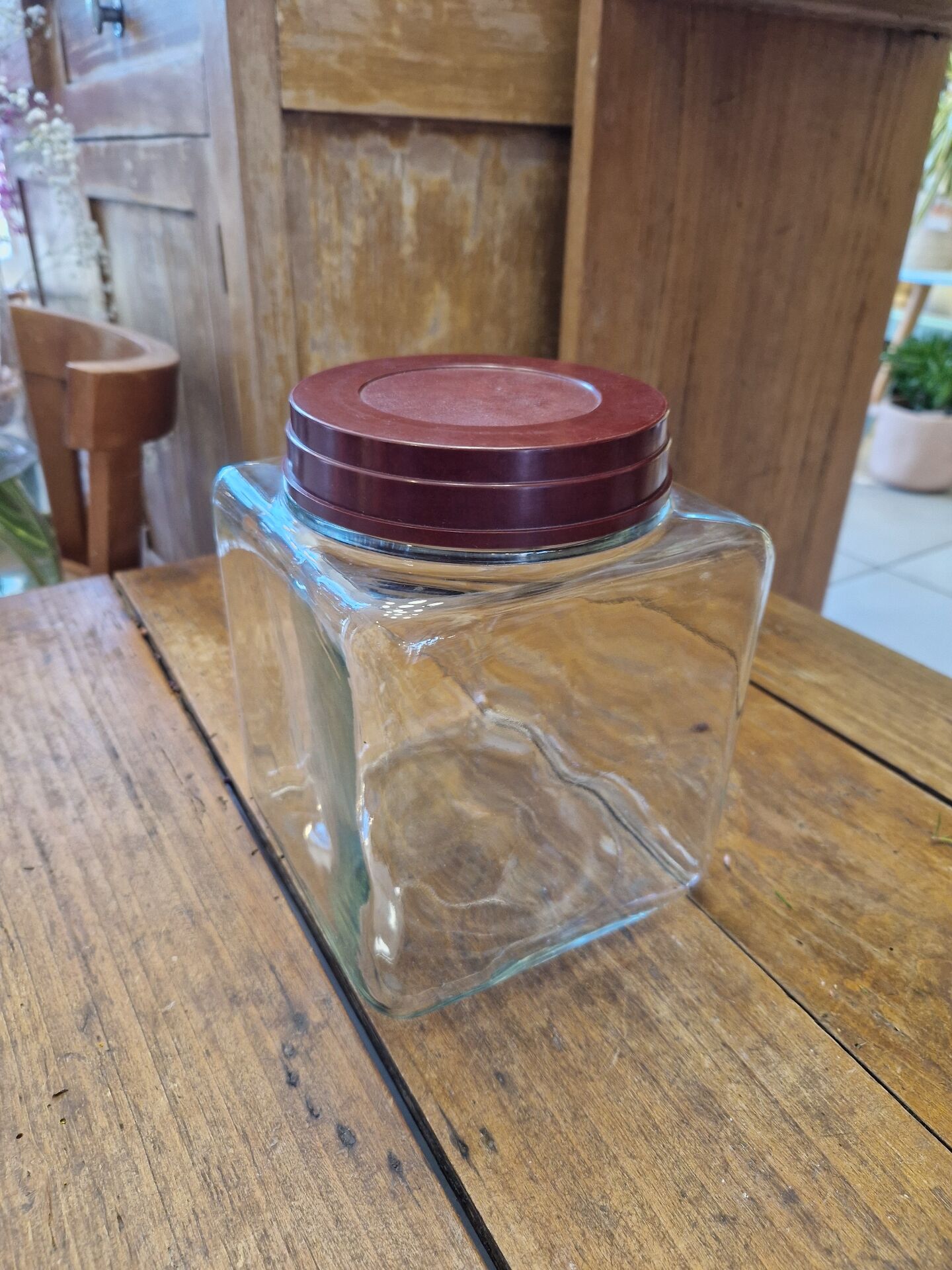Ancient moulded glass jar with bakelite lid 20th century
