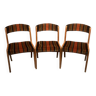 Lot de 3 chaises bois et tissu