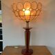 ▪️Lampe Vintage Le Dauphin Céramique Bordeau Et Or Et Abat Jour Nacre Art Deco