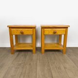 Pair of Swedish solid pine bedside tables from the 1980s