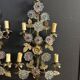 Important Pair of Church or Chapel Wall Lights in Gilded Brass and Glass, Late 19th Century, H 70 Cm