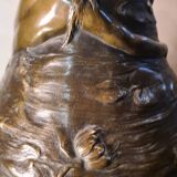 Large bronze lamp nynph in the bath 63x38 superb tiffany style lampshade