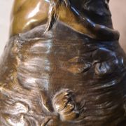 Large bronze lamp nynph in the bath 63x38 superb tiffany style lampshade