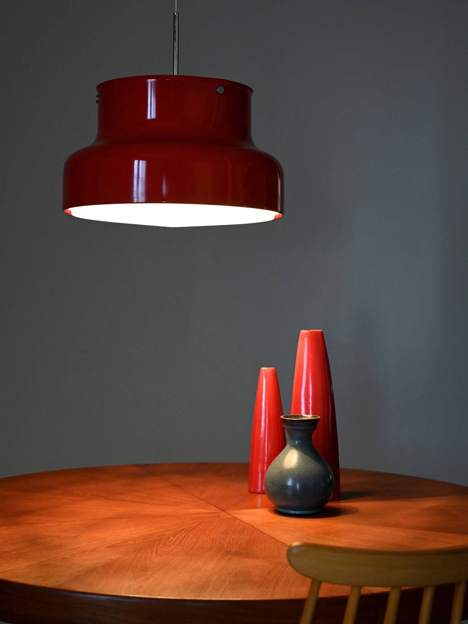 Swedish “Bumling” red pendant lamp by Anders Pehrson