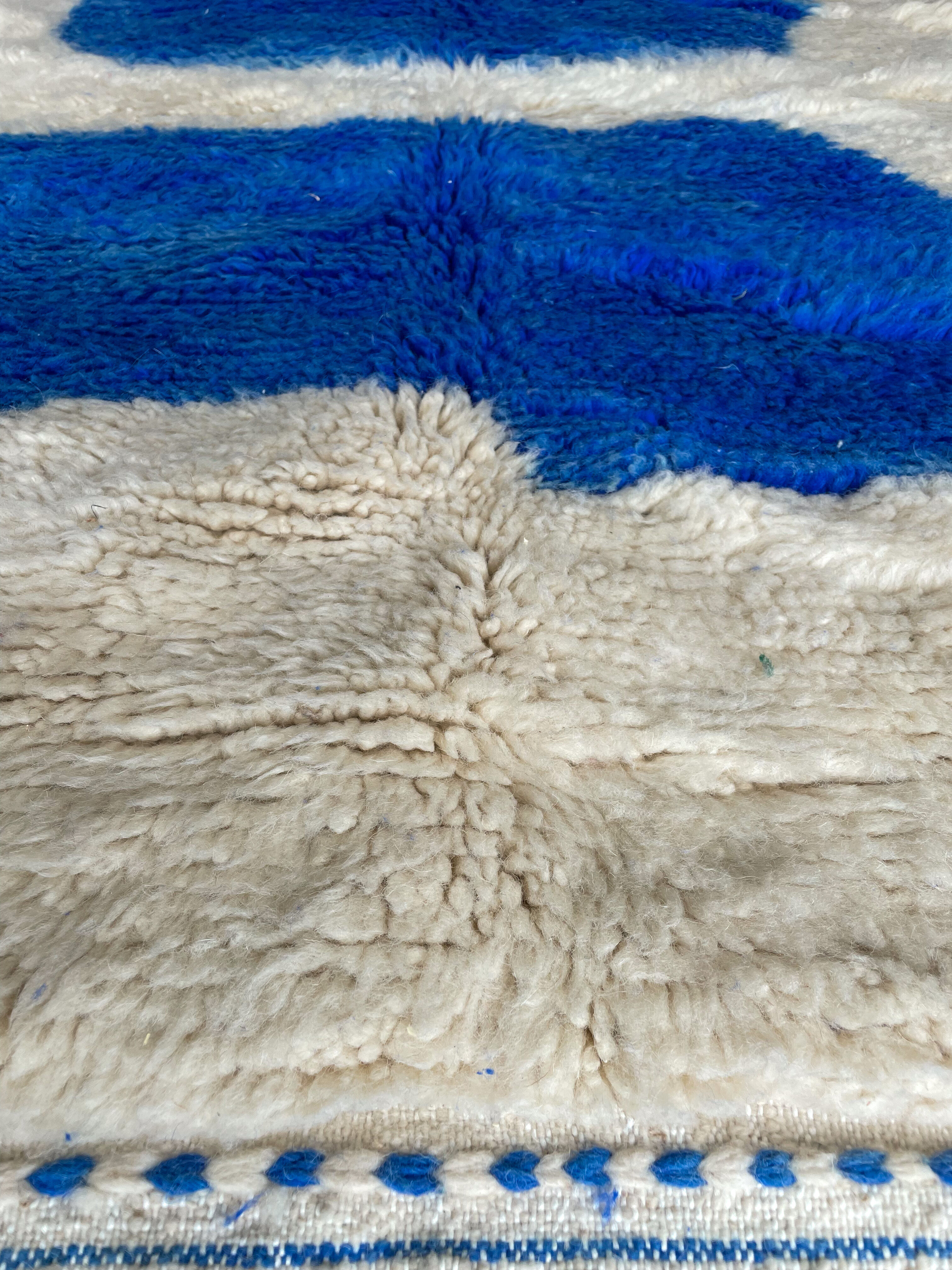 Moroccan Berber carpet white and blue modern Majorelle