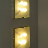 Vintage Italian Metal and Glass Sconces from Fontana Arte, 1960s, Set of 2