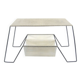 Grande table vintage des années 60 de style Mathieu Mategot en blanc et noir.