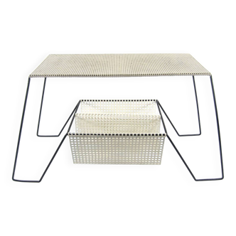 Large Mathieu Mategot style white and black vintage 60s table
