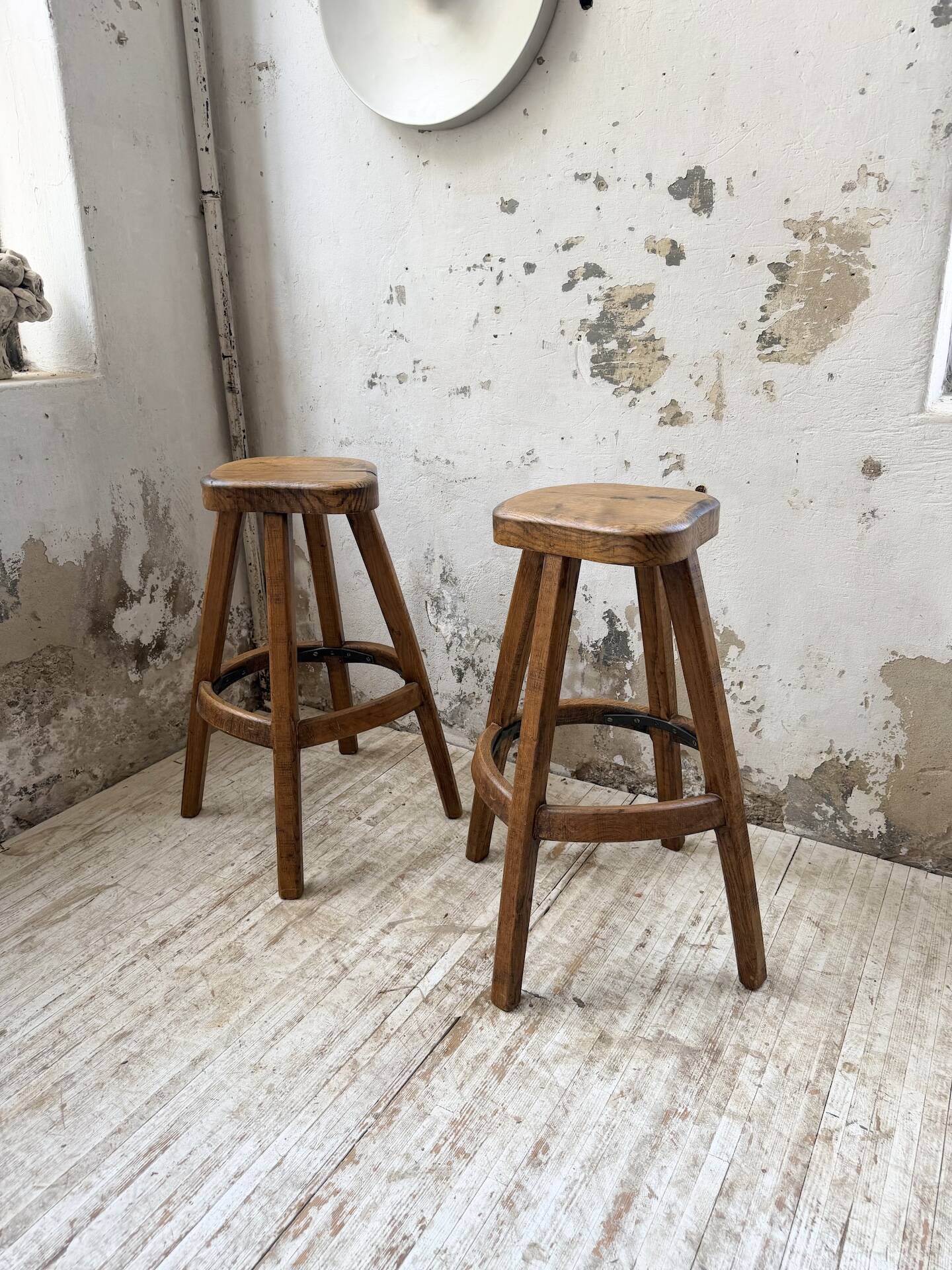 Pair of Henri Bataille stools in oak
