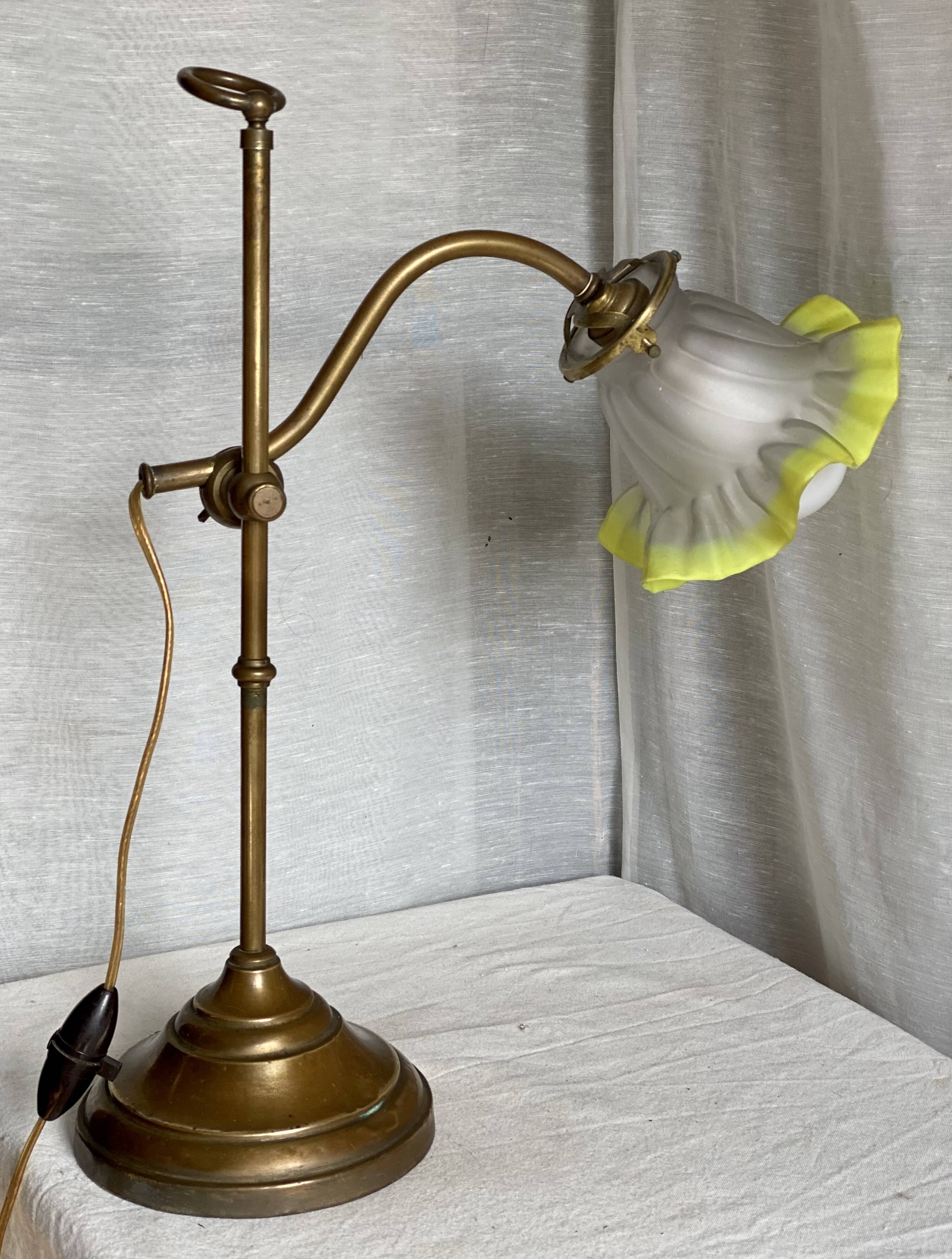 Adjustable desk lamp 1900 jeweller's lamp brass