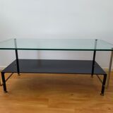 Coffee table design 50s vintage glass and brass