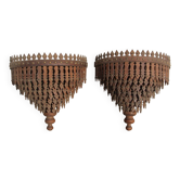 Pair of wall consoles "tramp art"