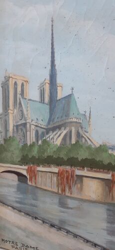 Tableau, huile sur toile Paris Notre-Dame 1947 signée Guillemard