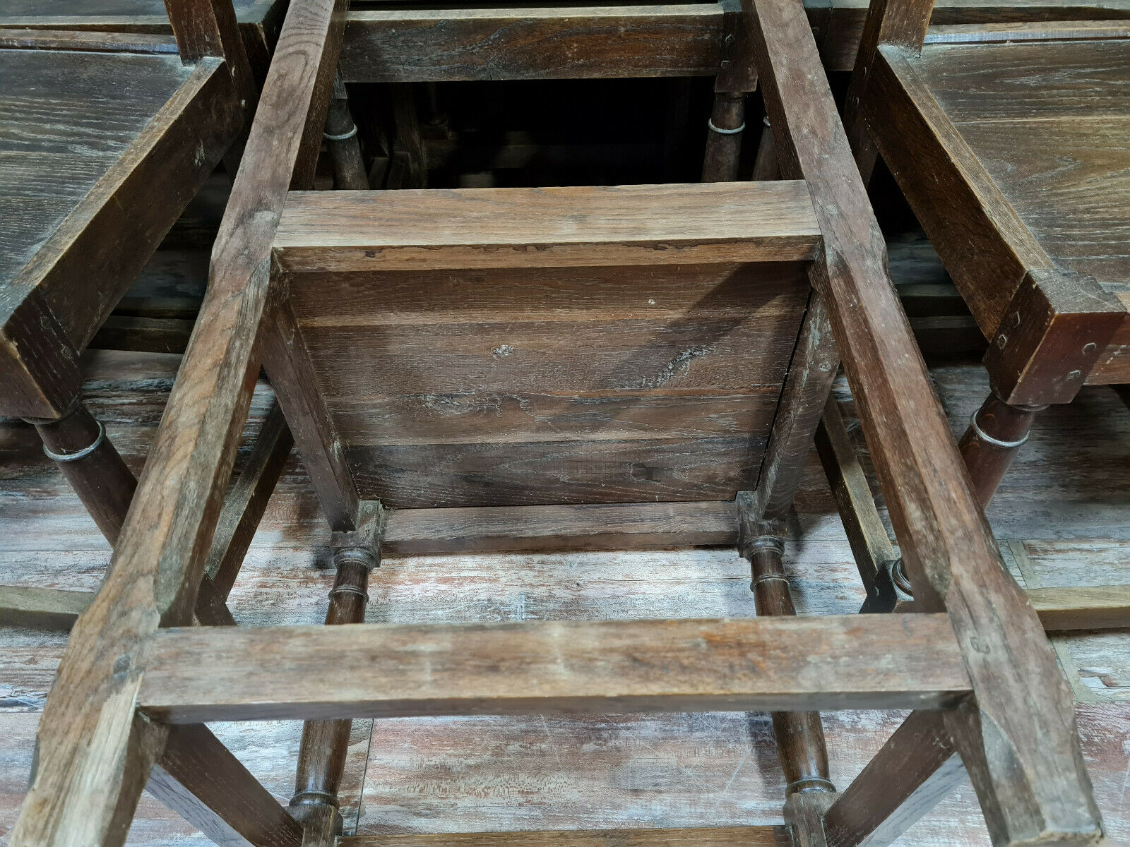 Series of 12 Louis XIII oak chairs circa 1850