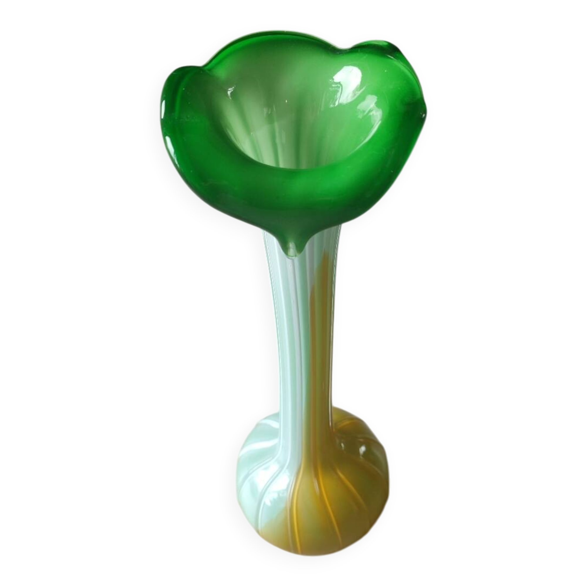 Large blown glass vase, artistic glassware from the 1970s.