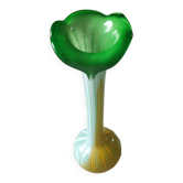 Grand vase en verre soufflé , Verrerie artistique années 70.