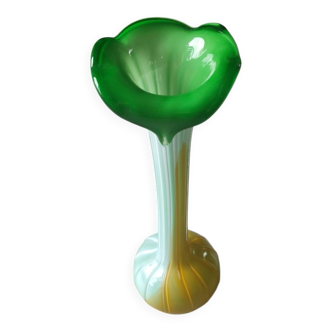Large blown glass vase, artistic glassware from the 1970s.