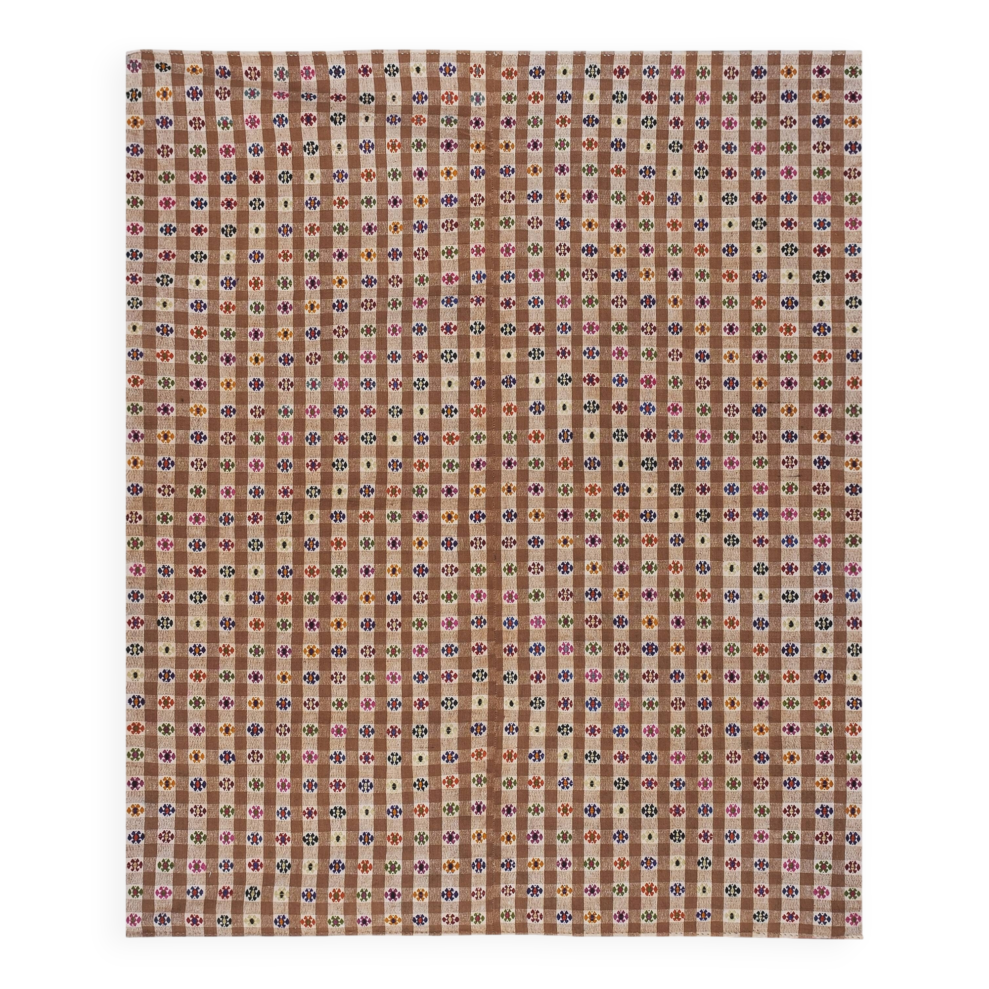 Tapis vintage turc de oushak tissé à la main 202x246cm