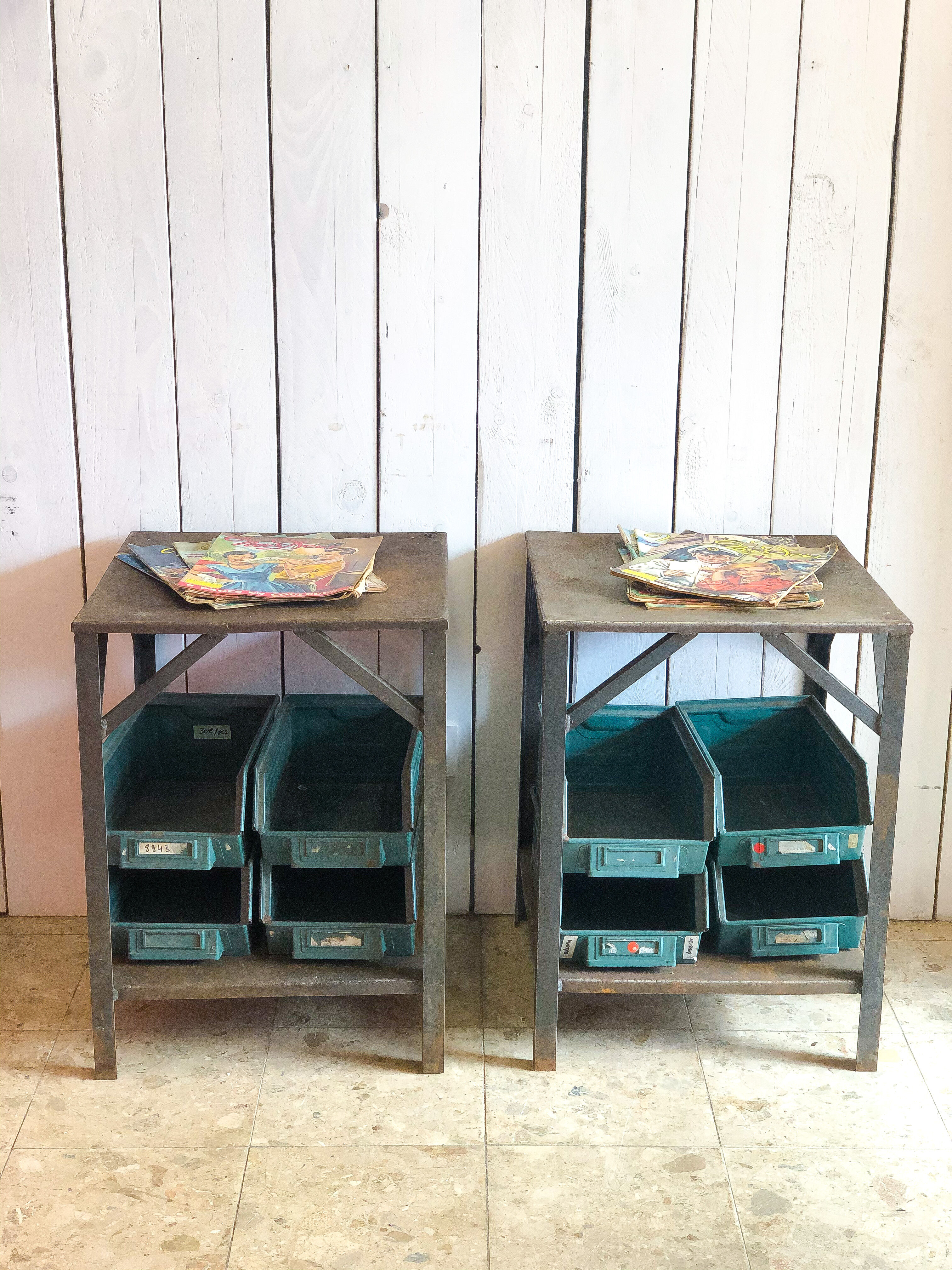 Pair of industrial bedside tables