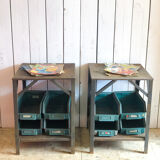 Pair of industrial bedside tables