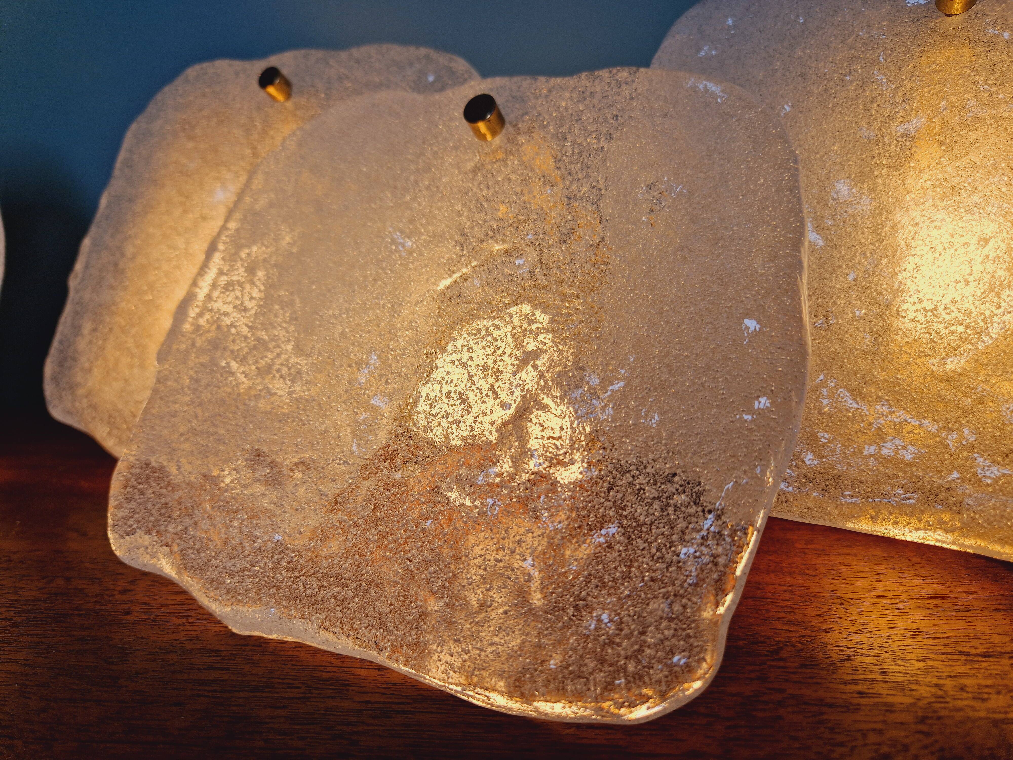 Pair of frosted glass wall lights, Kalmar, 1960s