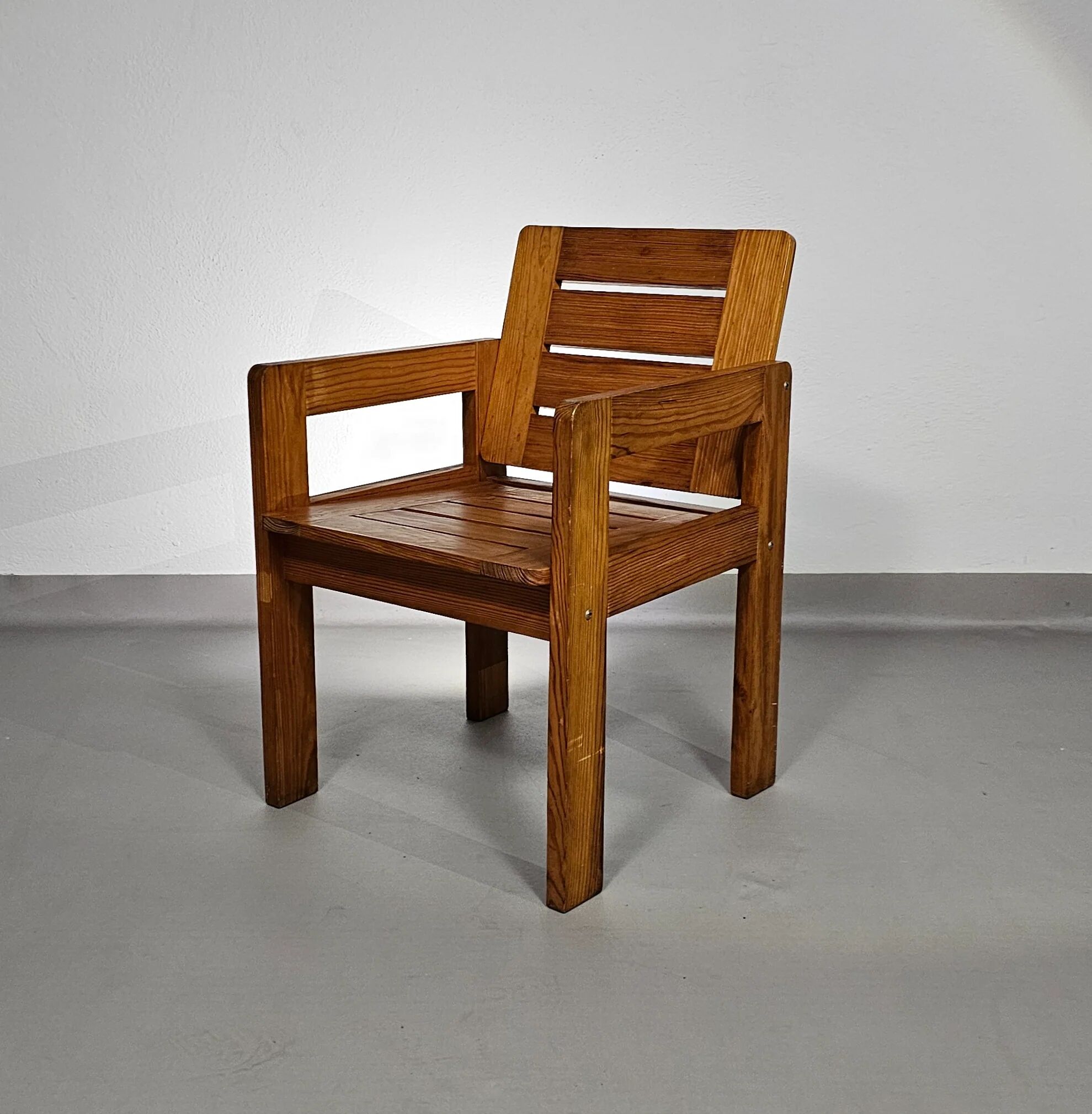 Pine wood chair 1970s with foldable seat