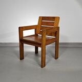 Pine wood chair 1970s with foldable seat