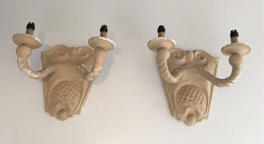 Pair of plaster wall lights
