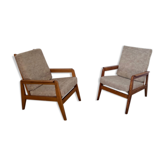 Lot 2 designer reconstruction rest armchairs from the 50s Free-Span / Guariche vintage